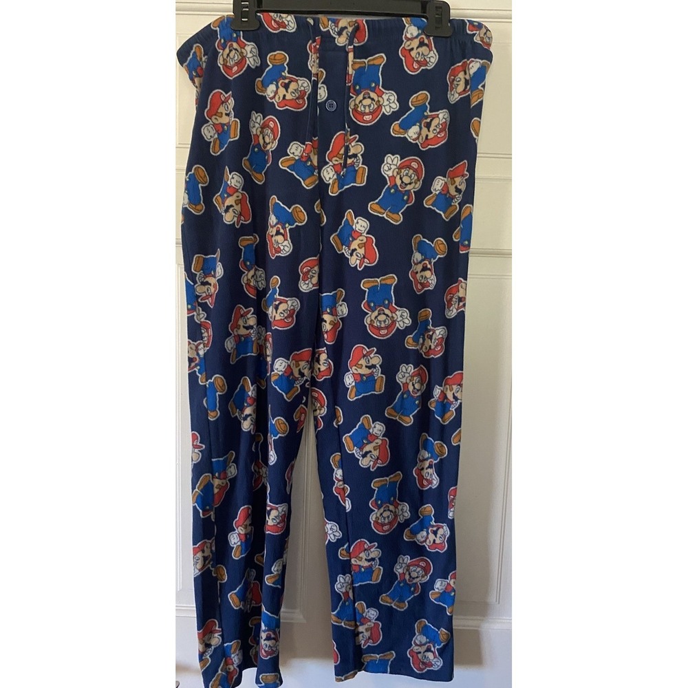 Mens Super Mario Bros. Pajama Pants Lounge Sleep Bottoms Med Nintendo Game Mario